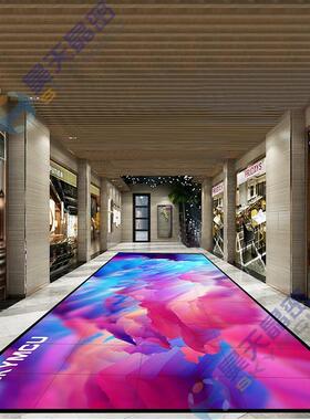 商舞酒动店楼梯电子L场Eled异形D地板显示屏高清led全台彩互地砖