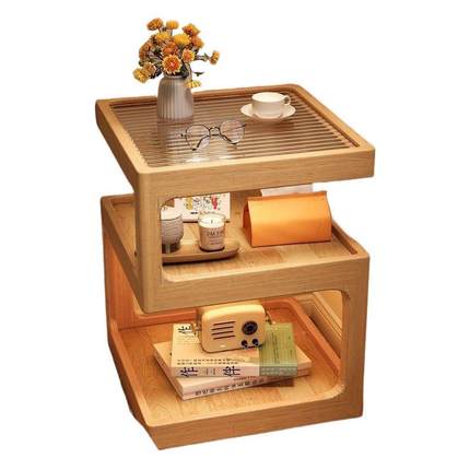 实头ZHH木床头新柜床置物架卧室茶客厅几家用小型款原木风超窄边