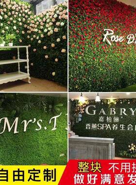仿真绿室植墙玫瑰花背景41361户外商场仿生假草形象室墙垂直坪钉