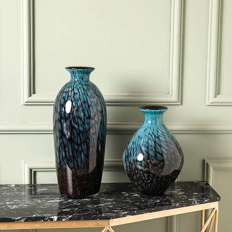 新中器式AUI艺术花花彩色玻璃瓶插样板房餐桌花瓶工艺品水培花摆