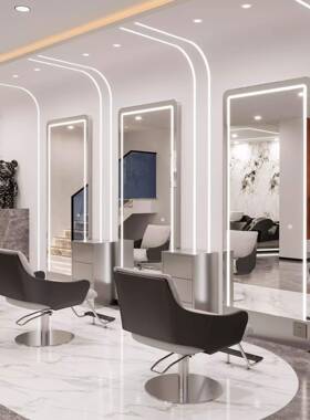 高端美发镜子发专用不廊锈ZGN钢地落带灯理发店镜子美发烫染店镜