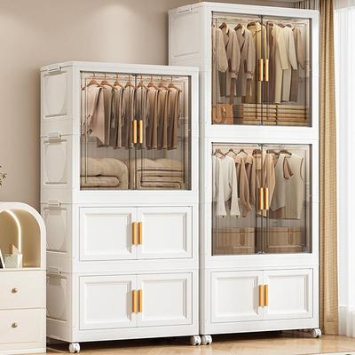 免衣安装客厅纳玩折具收纳柜收纳家用柜储物箱欧式透明HYY055W叠