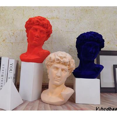 创柜意植摆件大卫头像吉娅树脂雕像高品书质植绒桌面绒t1675789摆