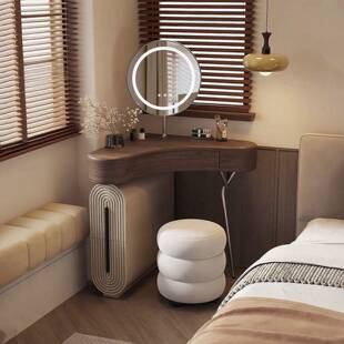 中古风转角梳妆台实木卧室角小落化户型三角新拐角妆桌ESB2025款