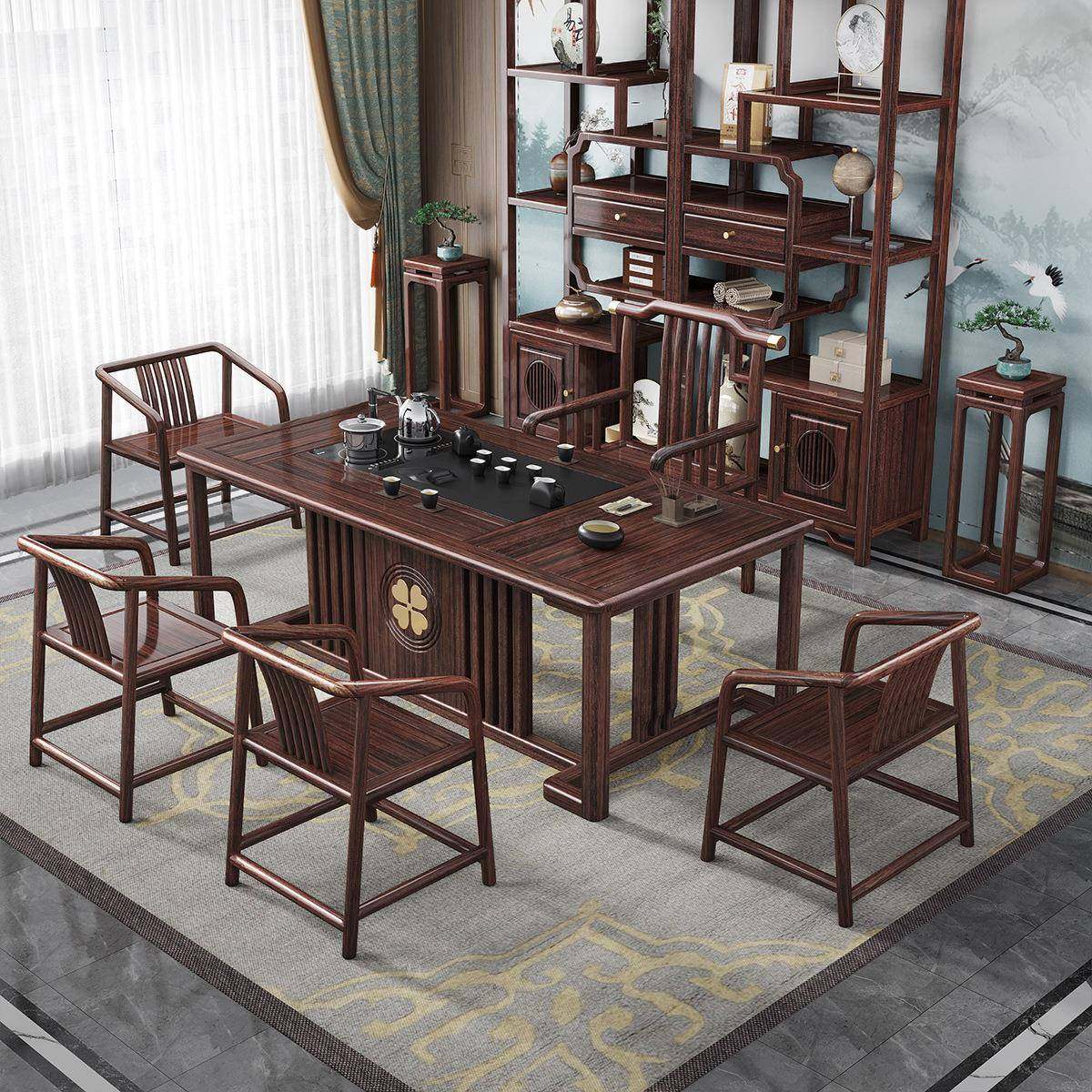 中式实木茶桌椅组小合紫金檀新木UJJ现一代简约大户型茶具套装体,商业/办公家具,茶台/茶桌,淘宝优惠券,粉丝福利购,淘宝优惠卷