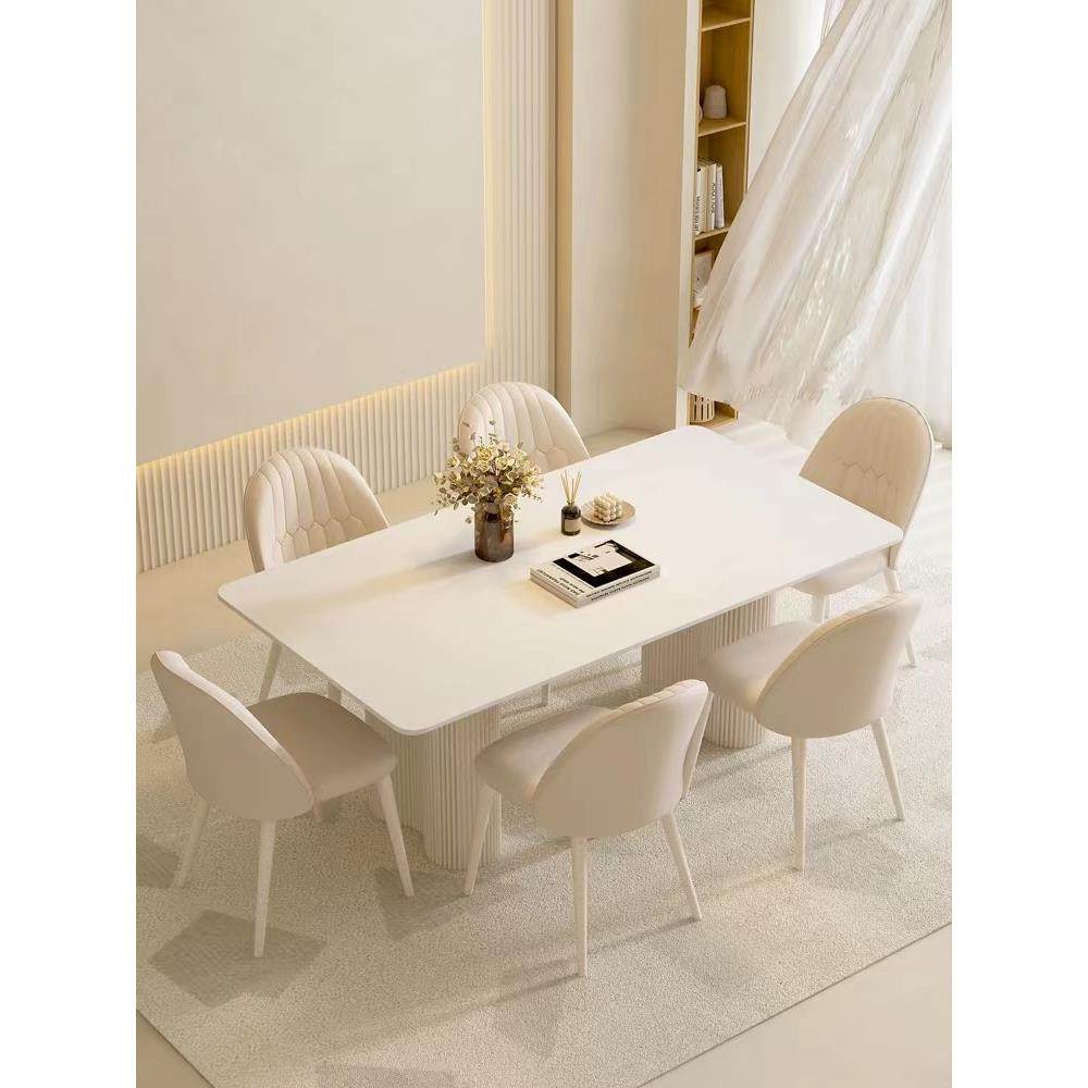 奶油风纯白岩板zwj-cz1餐桌家桌用小户型现代简约轻红长方奢形餐,商业/办公家具,餐桌椅系列,淘宝优惠券,粉丝福利购,淘宝优惠卷