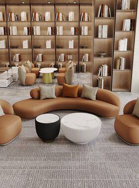 现代简约办酒店大堂大厅沙43414发公室售楼处洽谈待接休沙息区弧