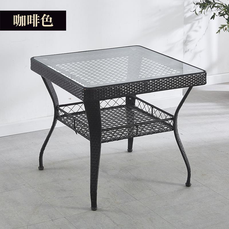 I1简手约阳台方桌F77JS5T7茶几小桌子户外储藤物圆边桌钢化玻璃小