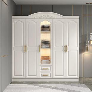 欧式 纳柜子玻璃卧GAE 衣柜家用室收出租房经济型奶油风木衣质组装