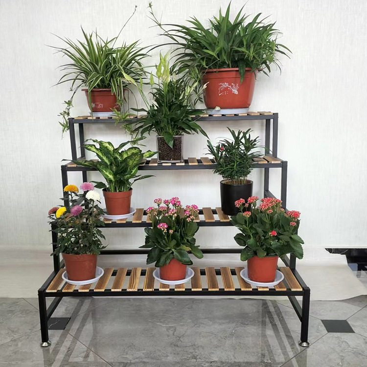 四层花架 多功能铁艺花盆架绿萝吊兰盆景收纳阳台客厅装饰花架子