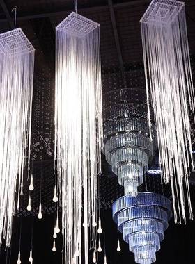 挂帘布置婚IPR庆橱窗婚礼装饰场吊顶彩道色布条具背景流景线帘堂