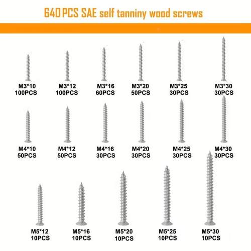 1690ps不锈钢十c字盘螺丝母DSU套装沉头螺头自攻螺丝木螺丝盒装