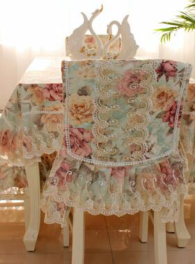 田园茶几桌布布家长式方欧椅子套罩艺餐桌布椅垫套装台布餐椅MVI