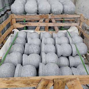 然石材花岗岩芝147麻车白挡石芝麻灰路障天石车止石圆球