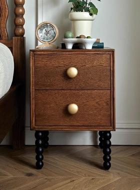 法式复古木床头木柜小户美式卧型室储实物柜收纳76576柜白蜡中古