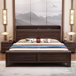 紫金床木实檀木家用卧室1.5板1.8米双人床全铺床出租屋用全实CVN