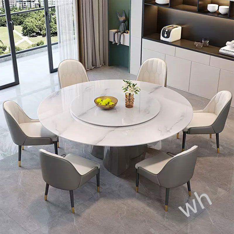 雯圆1Qz4TD2hD意轻奢饭桌商P用酒店式圆桌岩板餐桌椅组合小户型形