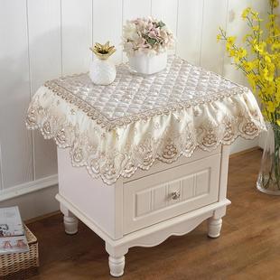 床头柜盖布蕾丝公主风家俱防尘布艺遮盖巾多用电视柜茶几罩子 欧式