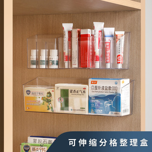 收纳盒置物盒长款 壁挂式 小物件分类置物架家用药品药物收纳整理盒