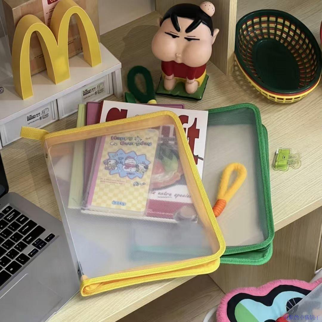 a4 手提ipad包 文件夾 大容量包邊多巴胺色 上課通勤手提包 資料