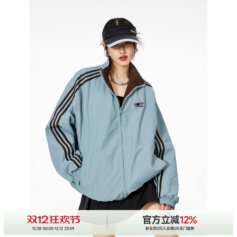 ICH MODE两面穿美式复古夹克外套高街潮流设计感休闲百搭春季外套