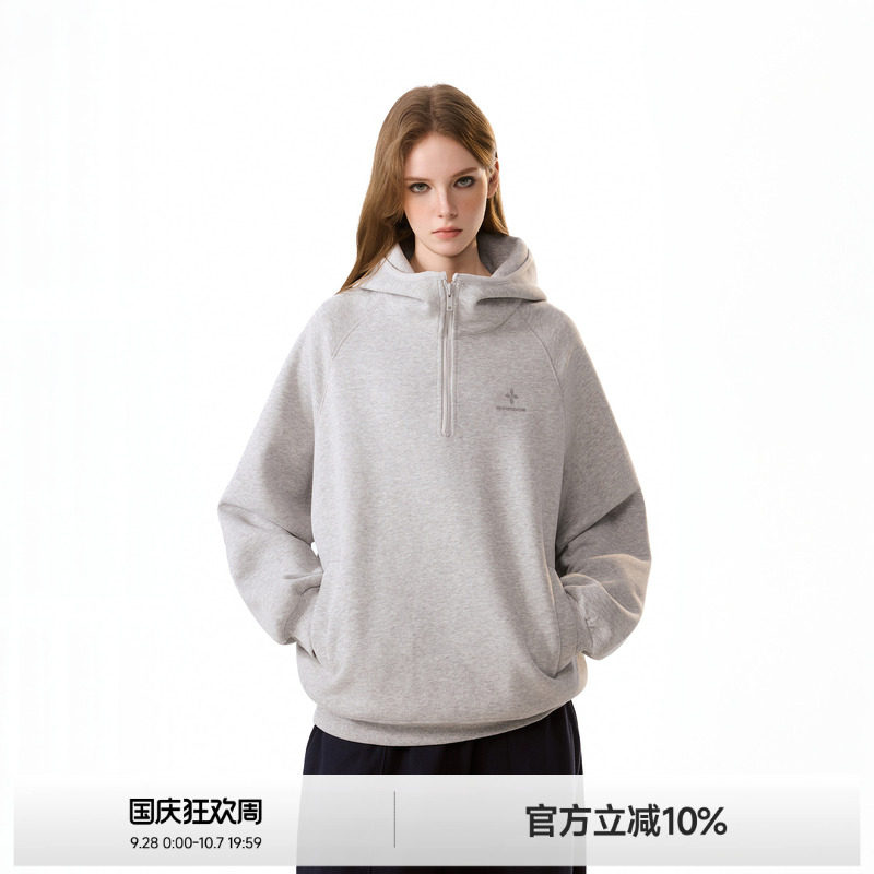 美式半开领连帽卫衣女秋季图片