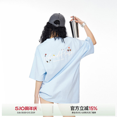 ICH MODE X LEMANISM 设计感花卉印花短袖女夏季圆领休闲T恤上衣