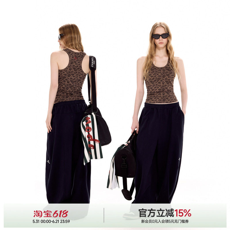 ICH MODE明星同款工字吊带豹纹背心女夏季辣妹穿搭外穿短款上衣