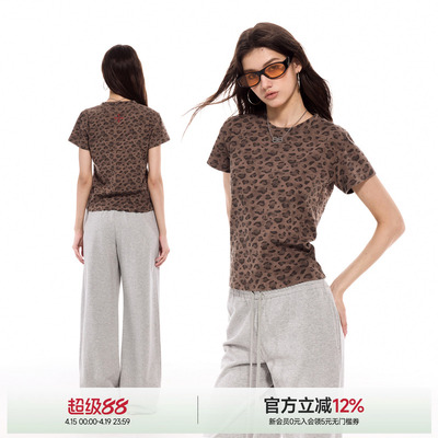 辣妹豹纹短袖T恤女夏季