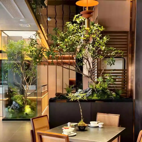 仿真绿植造景马醉木餐厅包厢装饰商场高级感仿生植物餐饮室内景观