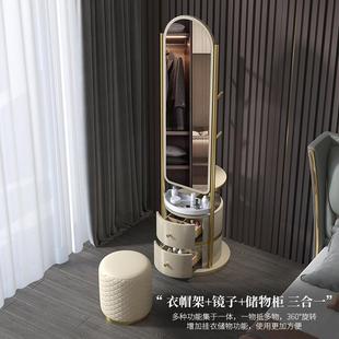 輕奢穿鏡掛衣架一體收多功IWR納能梳妝全臺落地臥室衣衣帽架身更