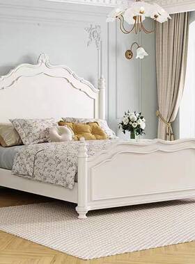 法式实木床1.8米主卧双人大床1.5米奶油风白色单人床卧室公主床