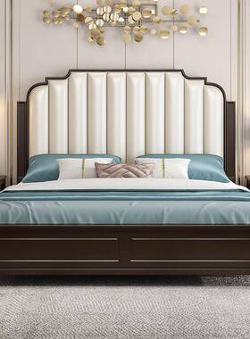 美式实床1.8米双床现代简约轻奢主床1公236#.5米人白色欧式床木结