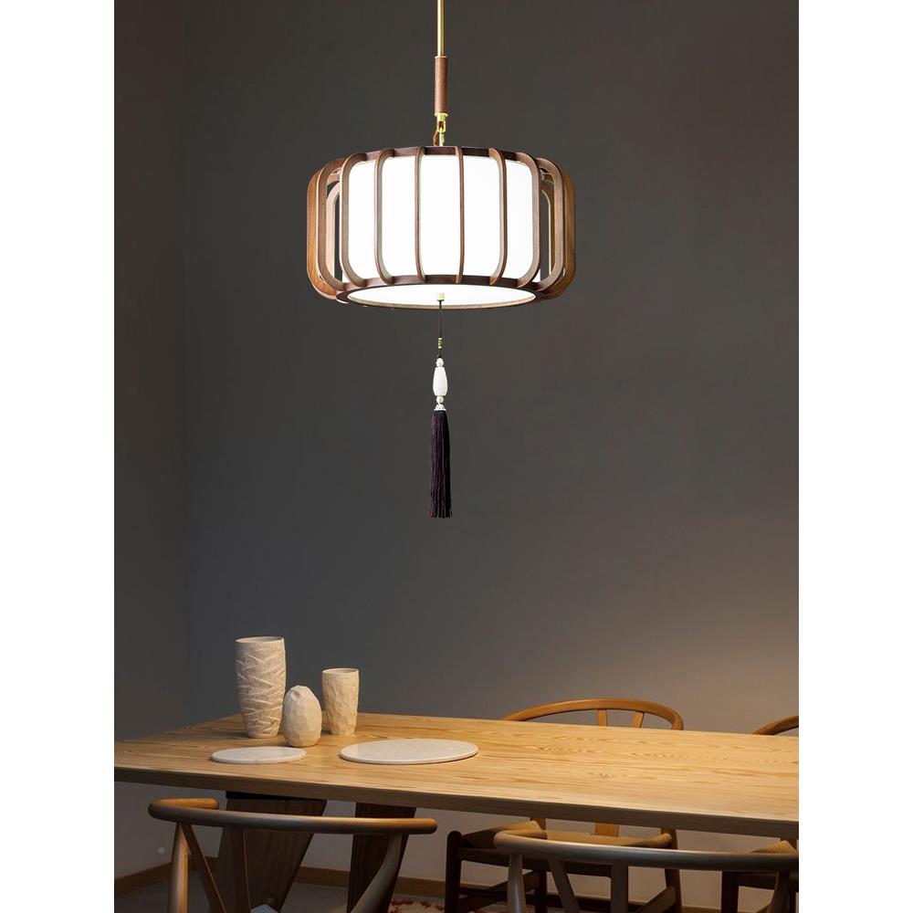 502新中式实木吊黑胡桃餐灯约大厅气卧室灯客厅过灯道吧简台茶室