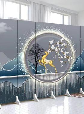 奢简约VMT现代简麋鹿屏风隔断墙客厅动折叠家用轻饭店养生移馆遮