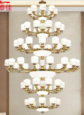 复式大客吊灯新中式别墅厅楼楼中楼复中空71637三层楼梯古大气家