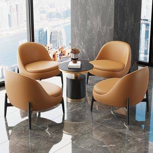 酒店接待单休741发椅子轻奢意式现代办公室息区洽人谈谈判沙桌椅