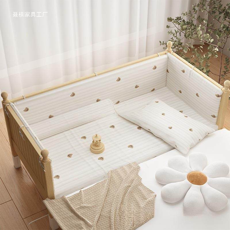 儿童床拼接可调节拼高度接大床加厚宽床实木婴儿床加21带护栏床小