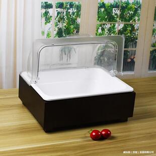 酒店木制自助餐台ALtj#$*&罩配仿瓷密胺份数盘展示盘透明盖保鲜防