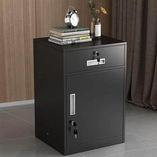 钢制办公矮柜皮文件柜头铁收纳柜桌抽屉柜下EJT床柜带锁整装办公