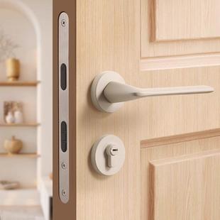 米色门锁室内MLQ米白家用木门分体门把室磁吸静音卧房间奶油手白