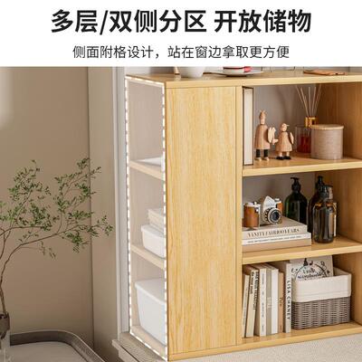 飘窗子置物柜阳台小书柜柜靠卧储物柜家用墙带门室一体收tb-73865