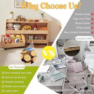 木制儿童玩具收纳架置物架娃娃收纳架书架衣服收纳可移动收纳架