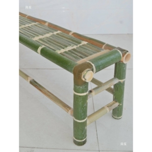 老式竹凳子长条凳竹椅子农村编织户外中式复古摄影双人长凳子道具