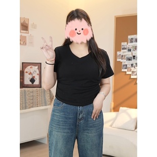 显瘦遮肉大码 T恤女2025新款 小余专属 辣妹上衣 微胖mm短袖