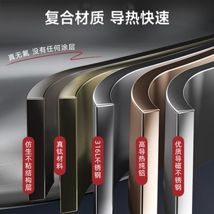 康巴赫平底锅煎锅不粘锅家用真钛不锈钢无涂层三代炒菜牛排锅