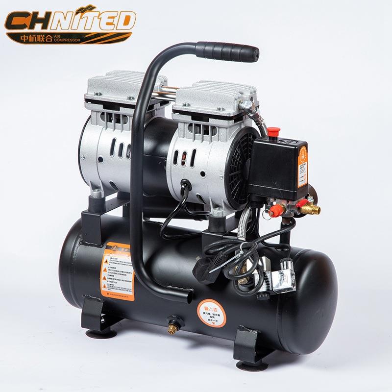 联合无油空压机550W小型气泵静音喷漆木工装修移动空压机