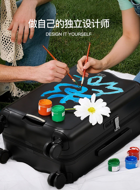 DTA宽拉杆行李箱手绘20寸旅行箱可登机女小型2025新款高级登机箱