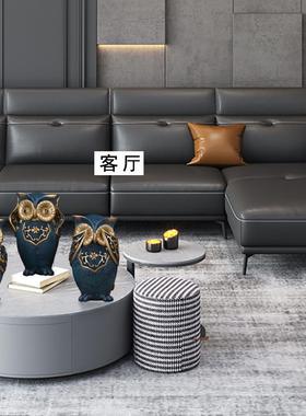 式猫头鹰小摆件家居装美厅饰hp-11品创意爱客个可性酒柜陶瓷工艺