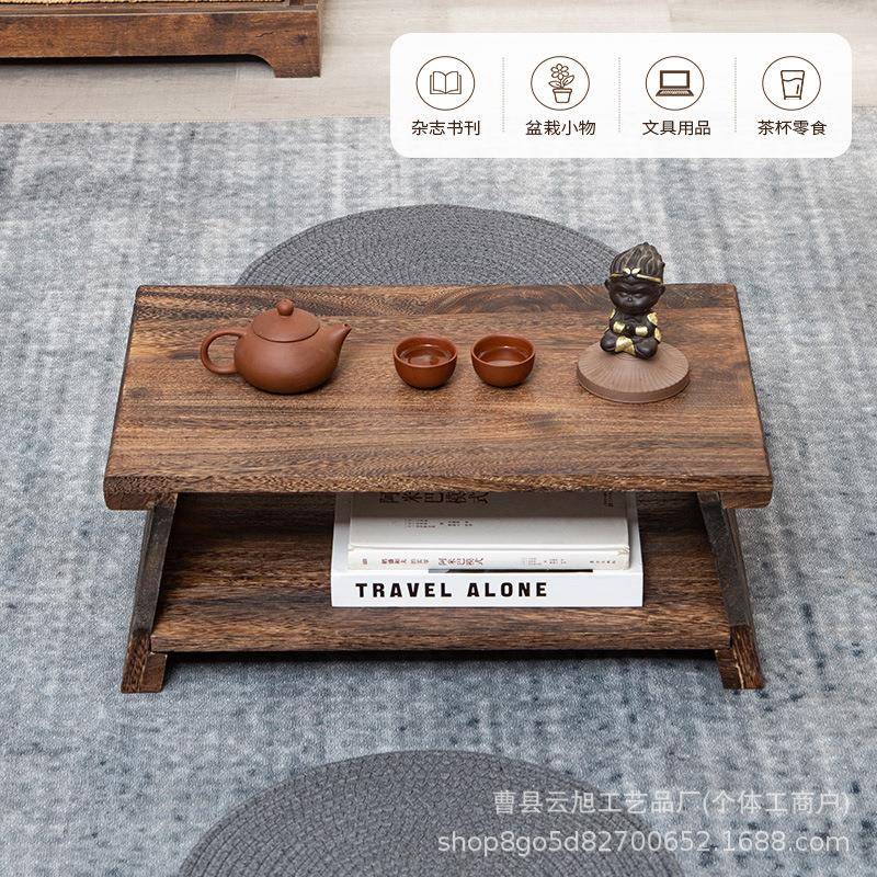 货木榻榻米飘窗叠小桌子茶台可折桌腿茶几实坐地式现CKX小矮桌炕